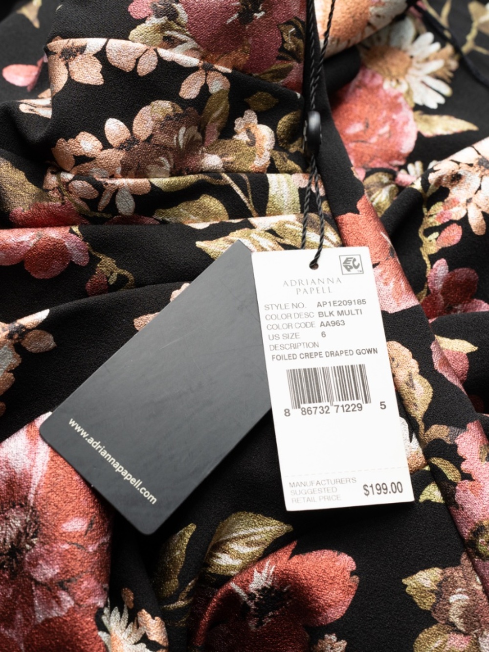 Floral V-Neck Black Maxi Dress with Rose Print - Picture 8 of 13